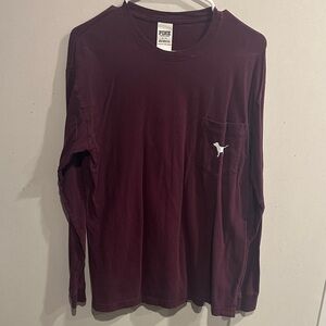 PINK Victoria's Secret Deep Burgundy Long Sleeve Tee